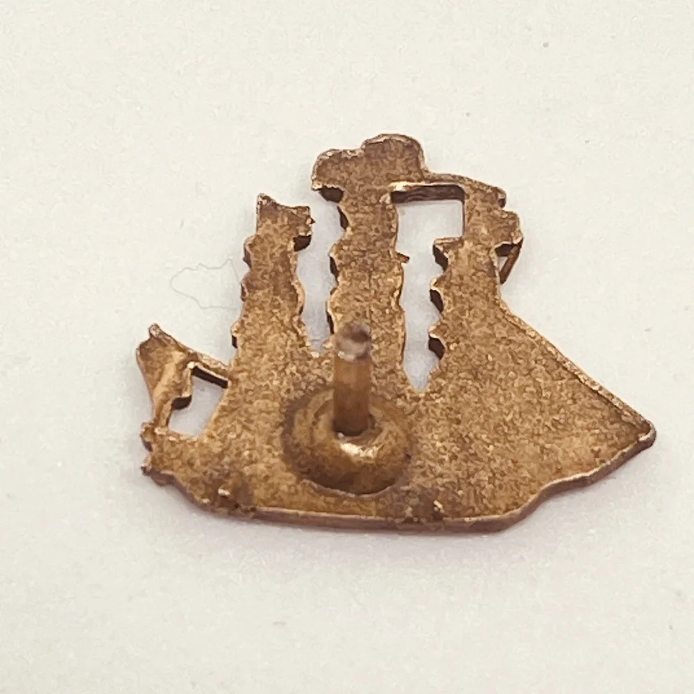 Vintage Bronze Tone Tall Ship With Sails Lapel Pin Pinback Nautical Sailing Boat